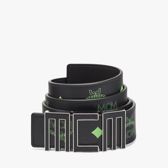FINAL DROP / SALE !! Mcm unisex visetos monogram leather logo belt NWT - Picture 1 of 5